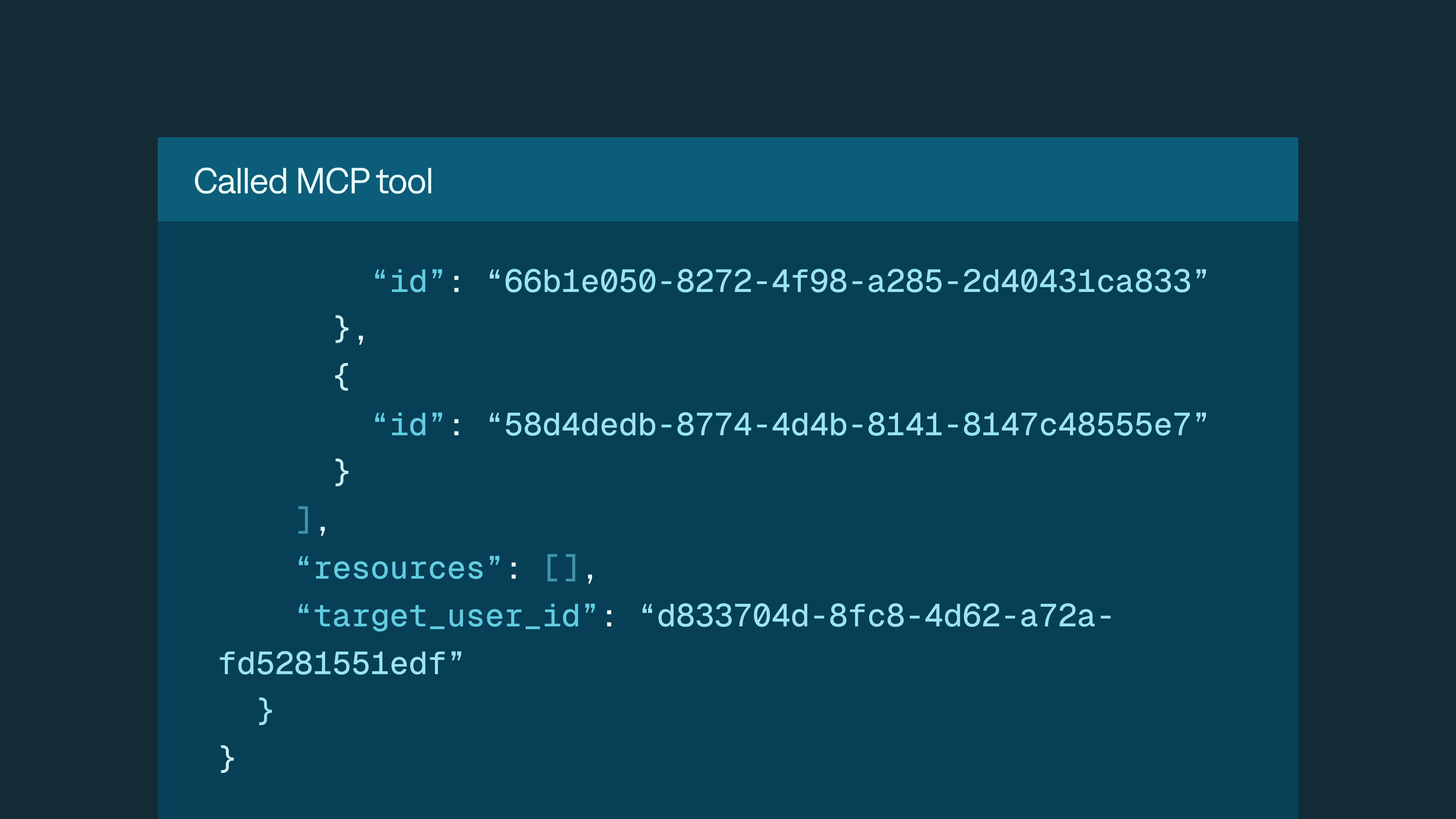 Shows a terminal with an agent and tool-calling MCP Interface.